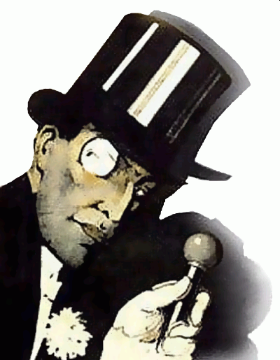 A 1907 cover illustration of Arsène Lupin, a gentleman thief in a top hat and monocle holding a cane